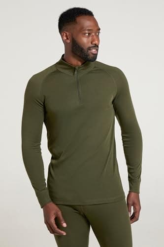 Mountain Warehouse Talus Mens Thermal Zip Neck Top Khaki (Z L — view 2