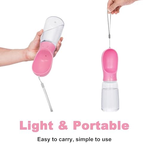 BARGAIN FACTORY Dog Water Bottle, Lightweight, Leak Proof Portable 550 ML Water Dispenser with Drinking Feeder for Pets Outdoor Walking, Hiking, Travel, Food Grade Plastic For Pets (Pink) — view 3