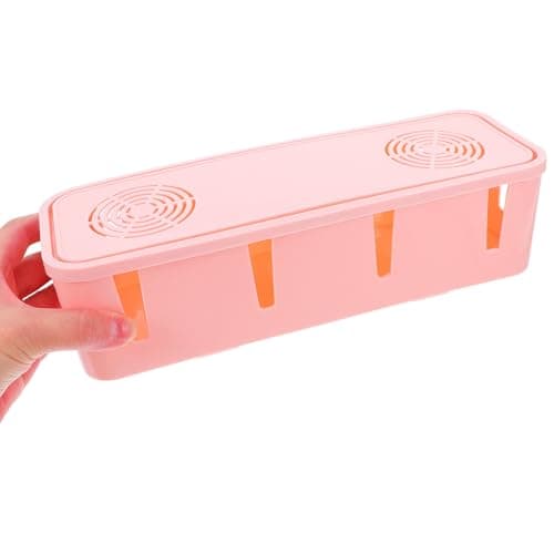 Cable Box Organizer Pink Abs Plastic Cord Concealment for Office — view 4