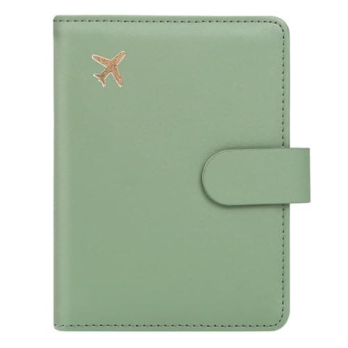 ILIYAH Passport Cover PU Leather Passport Holder Practical Travel Wallets RFID Blocking Passport Case with Card Slots Pen Holder Magnetic Closure(Green)