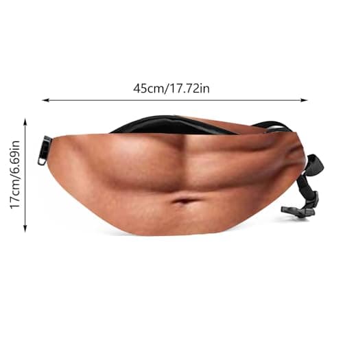 Belly Bag, Belly Novelty Waist Men Funny Dad Bum Bag Adjustable Belt Realistic 3D Print Storage Pouch for Festivals Travel and Joke Novelty — view 5