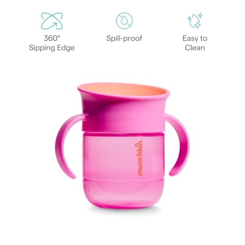 Munchkin Miracle 360 Baby Cup |2-Pack | 6m+ | 207ml | Purple/Coral — view 2