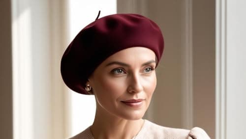 ITRAT Women's Beret Hat – Classic French Style Beret for Women, Soft Warm Wool Blend Ladies Fashion Hat, Elegant Parisian Winter Autumn Cap for Casual, Travel & Everyday Wear (Maroon) — view 4
