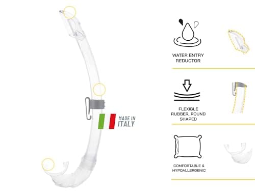 Cressi Perla Separate Glass Mask & Snorkel Set for Adults - Low-Volume Diving Mask - Dry-Top Snorkel Set - For Diving & Snorkelling - Transparent/Blue - Combo Set Perla Mask + Mexico Snorke — view 3