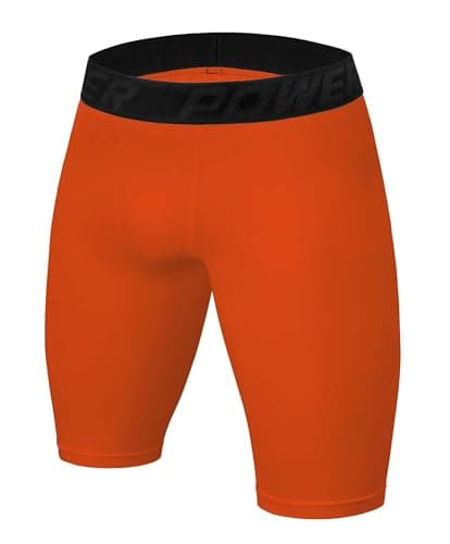 PowerLayer Men's Compression Base Layer Shorts Thermal Shorts Underwear - Orange, L