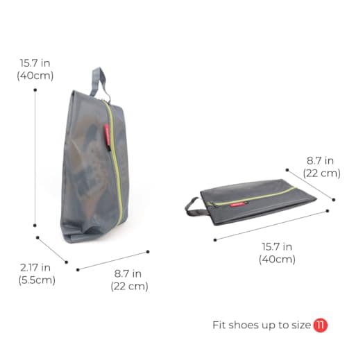 pack all Shoe Bags for Travel, Water Resistant Shoe Pouch, 2 Pack, Grey — view 4