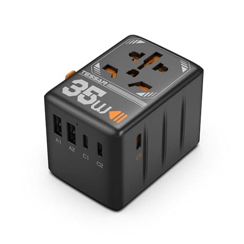 TESSAN 35W Universal Travel Adapter Worldwide with 3 USB C 2 USB A Ports