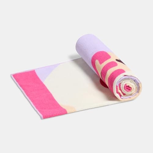 OHS Large Beach Towel, Suns Out Buns Out Slogan Super Soft Quick Dry Sand Free Microfibre Beach Towel Lightweight Compact Travel Summer Essentials Holiday Towels, Lilac - 71 x 152cm — view 4