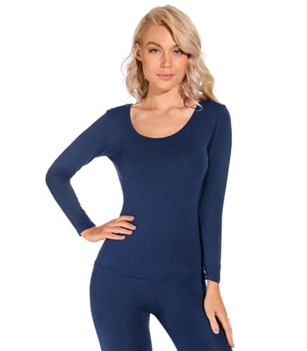 Liang Rou Women's Crew Neck Top & Bottom Ultra Thin Thermal Underwear Set — view 5