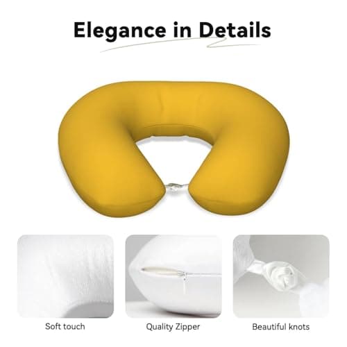 BOAXXL Solid color gold Soft Travel Pillow with comfortable neck Support for Airplane Trips Movies Naps and Office Work — view 4