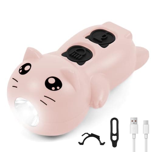 vsshe Bike Lights Front and Back, LED Clip On Bicycle Lights, USB Rechargeable Waterproof Rear Front Bicycle Lights Set with Horn, 3 Lights Modes for Cycling Safety Scooter Bycycle(Pink)