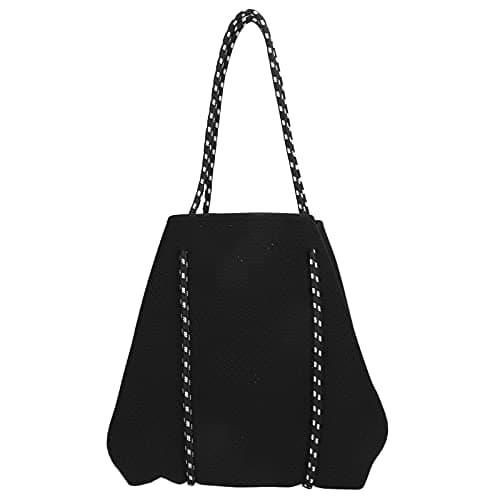Sunicon Tote Bag for Women, Neoprene Breathable Shoulder Bag, Beach Tote Pool Bags, Large Capacity Handbag for Weekender Travel (Black)