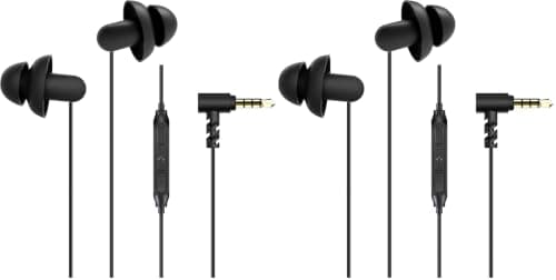Hearprotek Sleep Earbuds, 2 Pairs Ultra Soft Lightweight Silicone Sleeping Earphone Headphones with Volume Control and Mic for Side Sleeper, Snoring, Air Travel, Relaxation (Black) (Pack of 2)