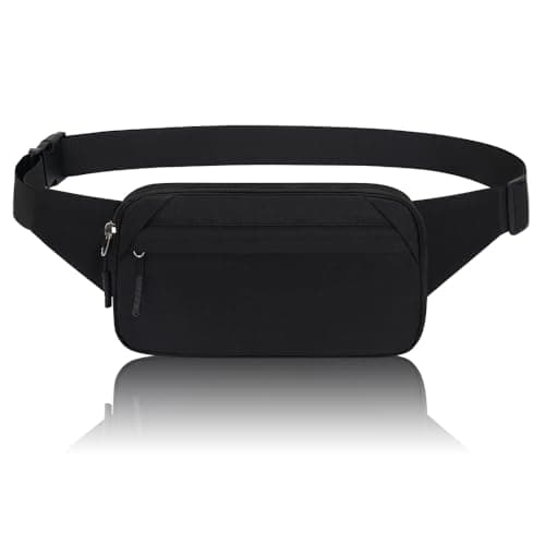 Waterproof Bumbag Waist Fanny Pack Running Belt for Men Women Unisex Bum Bag with Adjustable Belt for Outdoors Workout Hiking Gifts for Ladies Boys (Black)