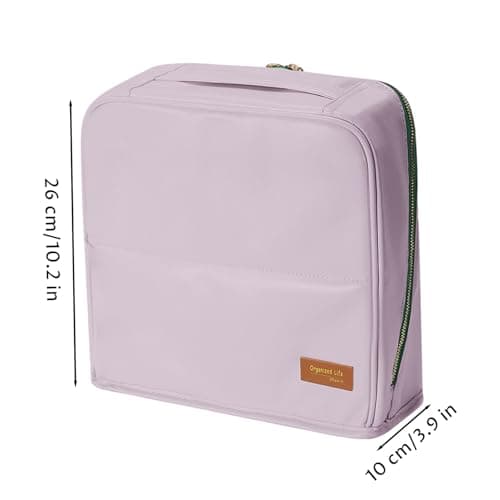 Stand Up Makeup Bag Large Capacity, Standing Makeup Bag with Multiple Compartments for Travel PU Leather Vertical Make up Organizer(Purple) — view 6