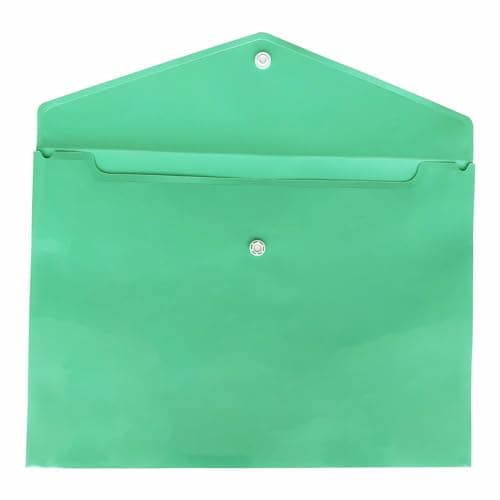 Eason BROS A4 Plastic Popper Wallets - 10 PCS Green Document Wallets with Button Closure, Durable Poly Envelope Folders for A4 Paper, Files & Certificates, Office, School & Home Filing — view 3