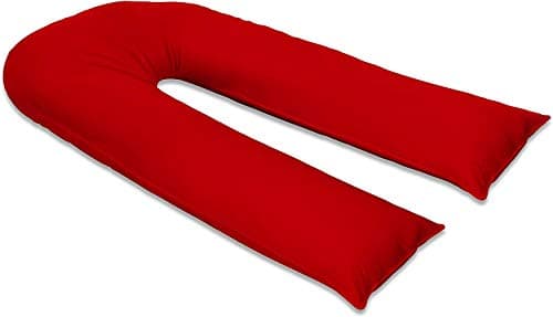 Crescent Collection U Shaped Pillowcase Cover Pregnancy Maternity Nursing Full Body Pillowcase Cover (Red, 12FT U Pillowcase Cover Only)