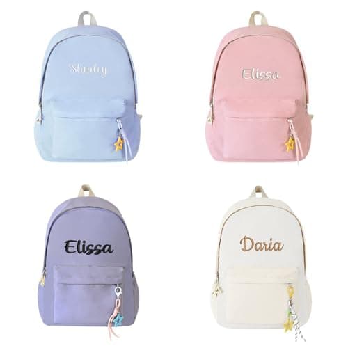 Personalised Backpack Kids Personalised Gifts with Custom Name Embroidery Lightweight Padded Straps Rucksack Bag School Travel Bag for Holiday,students, Camping & Back To School （Light Blue, One Size — view 4