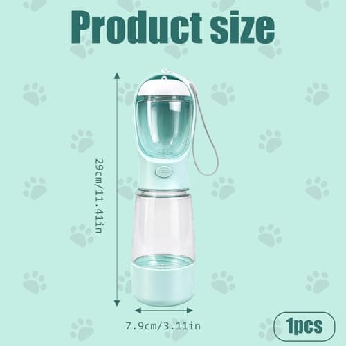 Dog Water Bottle with Food Container, Portable Dog Water Bottle, 3-in-1 Portable Pet Water Bowl, Portable Dog Bowl Cat Bowl and Poop Bag Dispenser for Walking Hiking Travel(Blue) — view 2