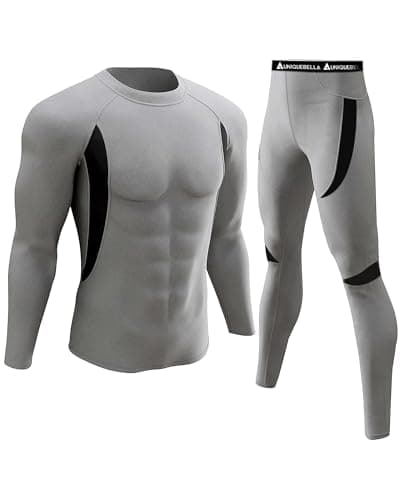 UNIQUEBELLA Men's Ski Underwear Winter Suit Thermal Underwear [Thermal Underwear] - Grey, Small