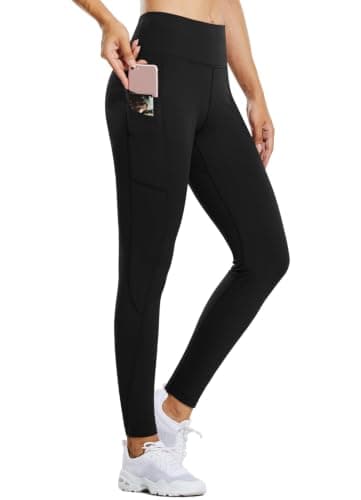baleaf Women's Fleece Lined Leggings Thermal Water Resistant Legging High Waisted Winter Running Hiking Sports Trousers with Pockets Black XL