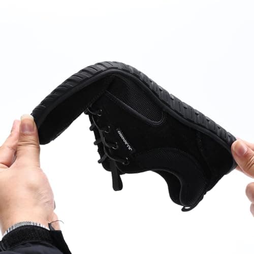 JUJIAOSO Unisex Wide Barefoot Shoes for Men Women Outdoor Trail Running Minimalist Walking Shoes Lightweight and Breathable(Black,UK 9) — view 2