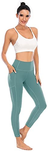 OVRUNS High Waist Gym Leggings for Women Yoga Pants with Pockets Workout Running Compression Leggings for Women - Tidewater Teal - S — view 4
