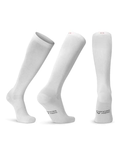 DANISH ENDURANCE Compression Socks, Organic Cotton Flight Socks, 14-18 mmHg, Men & Women, Unisex, White, 6-8