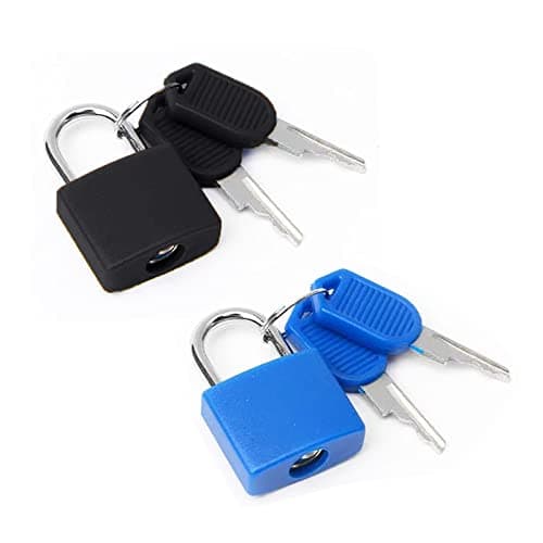 2 Pieces Luggage Locks with Keys,Small Suitcase Padlocks,with Key Small Padlock Luggage Lock,for Travel School Gym(Blue and Black)
