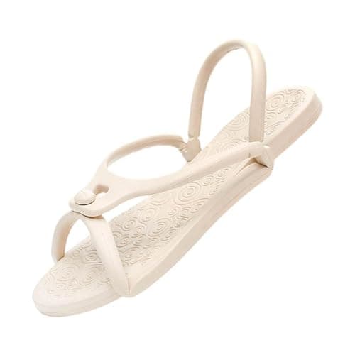 Women Summer Lightweight Flat Travel Portable Non-Slip Sandals for Beach Pool Bath Public Hotel Cruise, beige, 9.5 UK — view 3