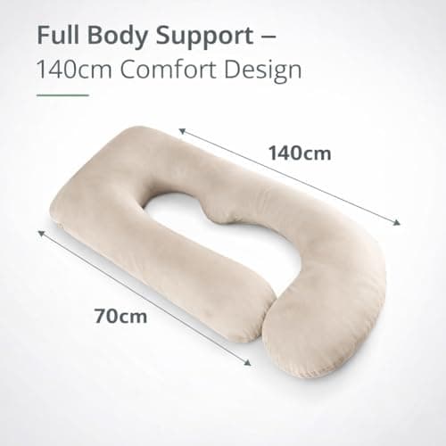Emirates Living G-Shaped Maternity Pillow for Pregnancy – Full Body Support Pillow for Sleeping, Back, Hips & Legs – Large Pregnancy Pillow - Beige — view 4