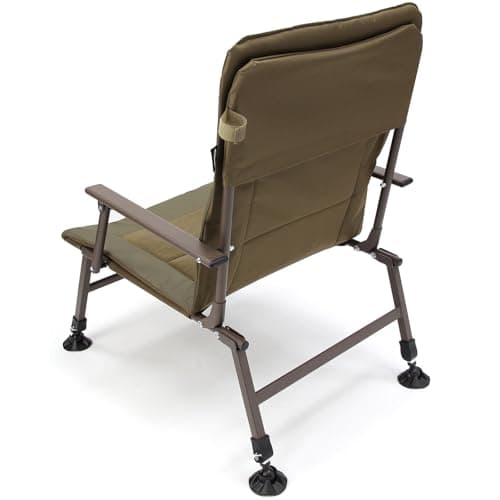 Foldable Fishing Chair with Adjustable Legs, Mud Feet & Armrest, Durable Comfortable Padded Fabric, Compact & Portable, Carp Coarse Anglers, Outdoors Camping — view 6