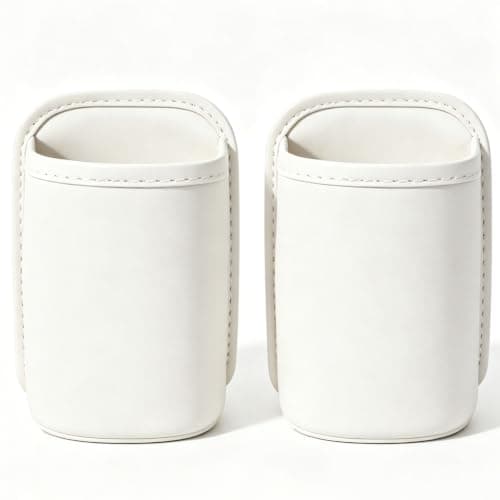 Car Door Cup Holder, PU Leather Dual Use Organizer (White) — view 5