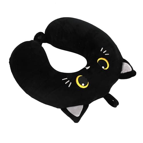 I-TOTAL® - Animal Shaped Travel Pillow/Soft Neck Travel Pillow for Neck Support/Funny Travel Pillows (Black Cat) — view 4