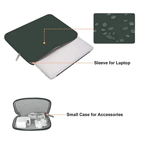 MOSISO 13 inch Laptop Case Neoprene Sleeve with Small Bag,Midnight Green — view 2