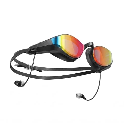 SollaWave AI Music Smart Swimming Goggles with Built-in Swimming Headphones, Real Time Voice Feedback + MP3 Player, 9-Axis Motion Sensor, IP68 Waterproof Headphones for Swimming App & AI Analysis