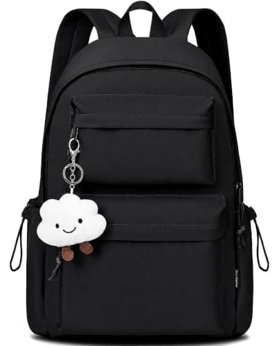BECOJADDE School Bag for Girls, 15.6" Laptop Backpack for Women, Black