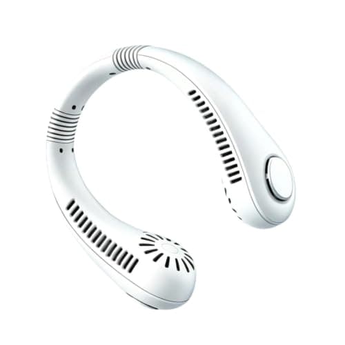 Rechargeable Neck Fan Bladeless Portable USB Rechargeable | Personal Cooling Around The Neck Fan for Home Office Outdoor Beach Camping Hiking Travel Picnic Vacation (White)
