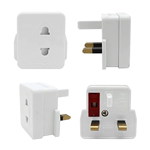 5 pack Heavy Duty White UK Shaver Adapter Plug 1A Fused – 2 Pin to 3 Pin Adapter for Electric Toothbrush & Razor, Portable Bathroom Plug Converter — view 2