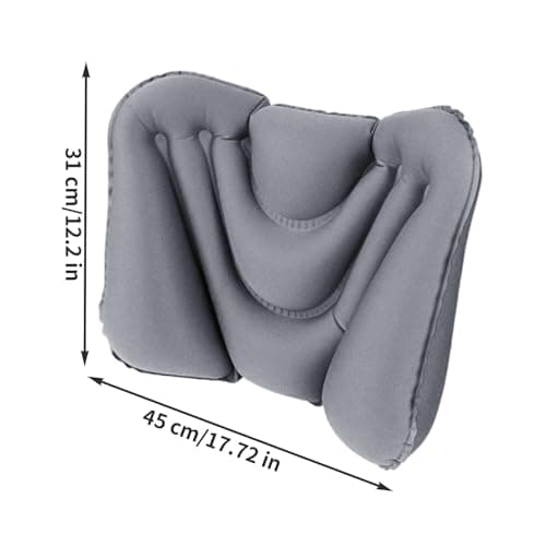2 Pieces Inflatable Lumbar Pillows 45x31 Cm Gray PVC Breathable Foldable Lower Back Pillow Ergonomic Back Cushion Car Lumbar Support For Adults Travel Camping Outdoor Home Office Chair — view 5