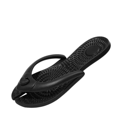 Compact Travel Slippers for Women and Men, Ultra-Lightweight Foldable Indoor Outdoor Slide Sandals with Cushioned Sole, Machine Washable, Non-Slip Design(Black, 6)