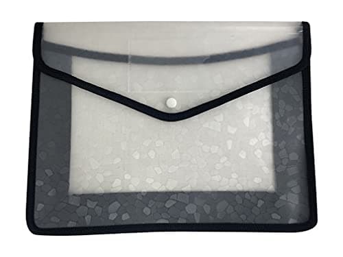 A4 Plastic Wallets Plastic Folders Document Files Folders Popper Wallet Envelope Pockets Large Capacity with Quick Snap Closure, Card Slot for Office Home School Travel (Black)