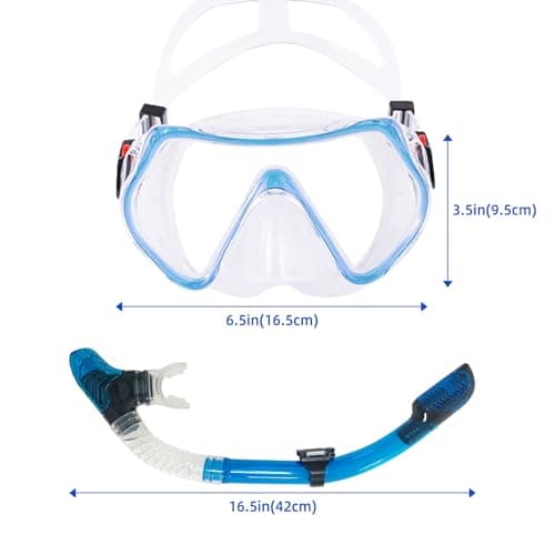 TUDIVING Snorkeling Gear for Adults,Anti-Fog Panoramic View Swim Mask Dry Top Snorkel Kit,Snorkel Mask Set for Snorkeling Scuba Diving Swimming Travel with Carry Bag (Black) — view 6