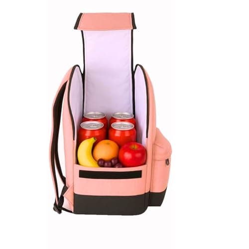iN Cooler Backpack Insulated Lunch Bag for Men Women - Pink - Large Capacity Picnic Cooler, Camping Beach Travel Bag, Leakproof, Easy Carry Size 28x15x39cm, Backpack — view 4