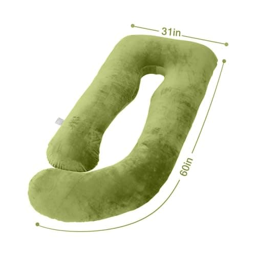 AS AWESLING Pregnancy Pillow, Nursing, Support and U Shaped Full Body Pillow for Pregnant Women with Removable Cover (GREEN) — view 2