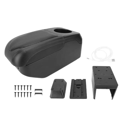 Ausla Car Central Storage Organizer, Sliding Armrest 6 USB Ports (Black)