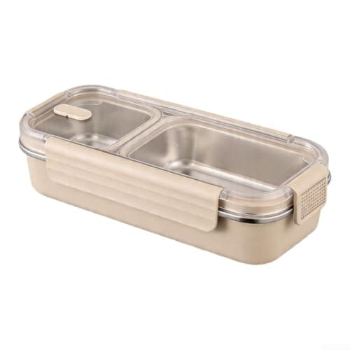 Tidgel Leakproof Lunch Bag Insert Stainless Steel Snack Pot 2 Dividers Food Storage Container for Office School Picnic for Road Trip 27x11.5x6cm