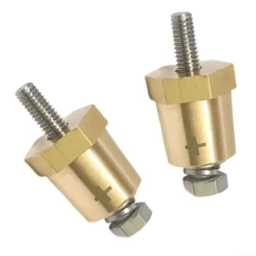 2PCS M8 Brass for battery Terminal Adapter 250A Heavy Duty Post Connector for Car Boat RV - Gold Plated Quick Release Pole Converter — view 2