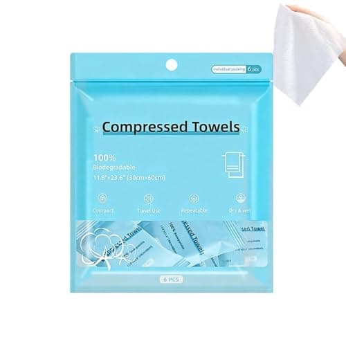 Compressed Towels 6-Piece Set | Portable Cotton Face Washcloths 30x60cm | Expandable Travel Towel For Camping Hiking Gym Fitness Lovers Hotel Resort