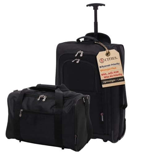 5 Cities 55cm Cabin Trolley Bag & 40x20x25 Underseat Bag for Ryanair Set